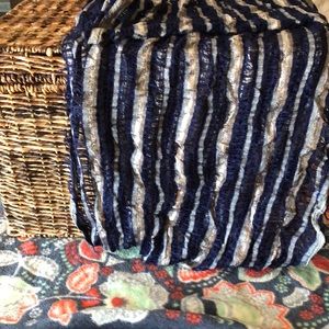 Infinity scarf. Navy with silver stripes